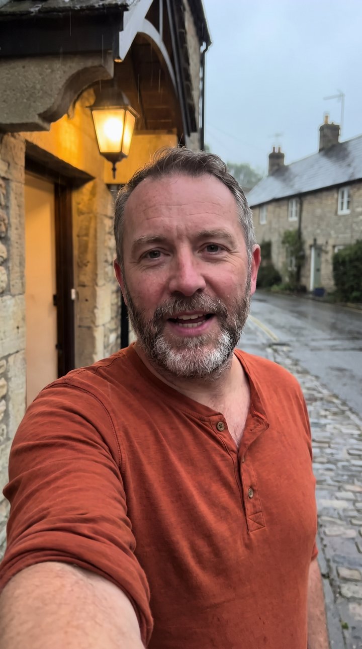 Paddy recording his reply on a rainy Scottish evening